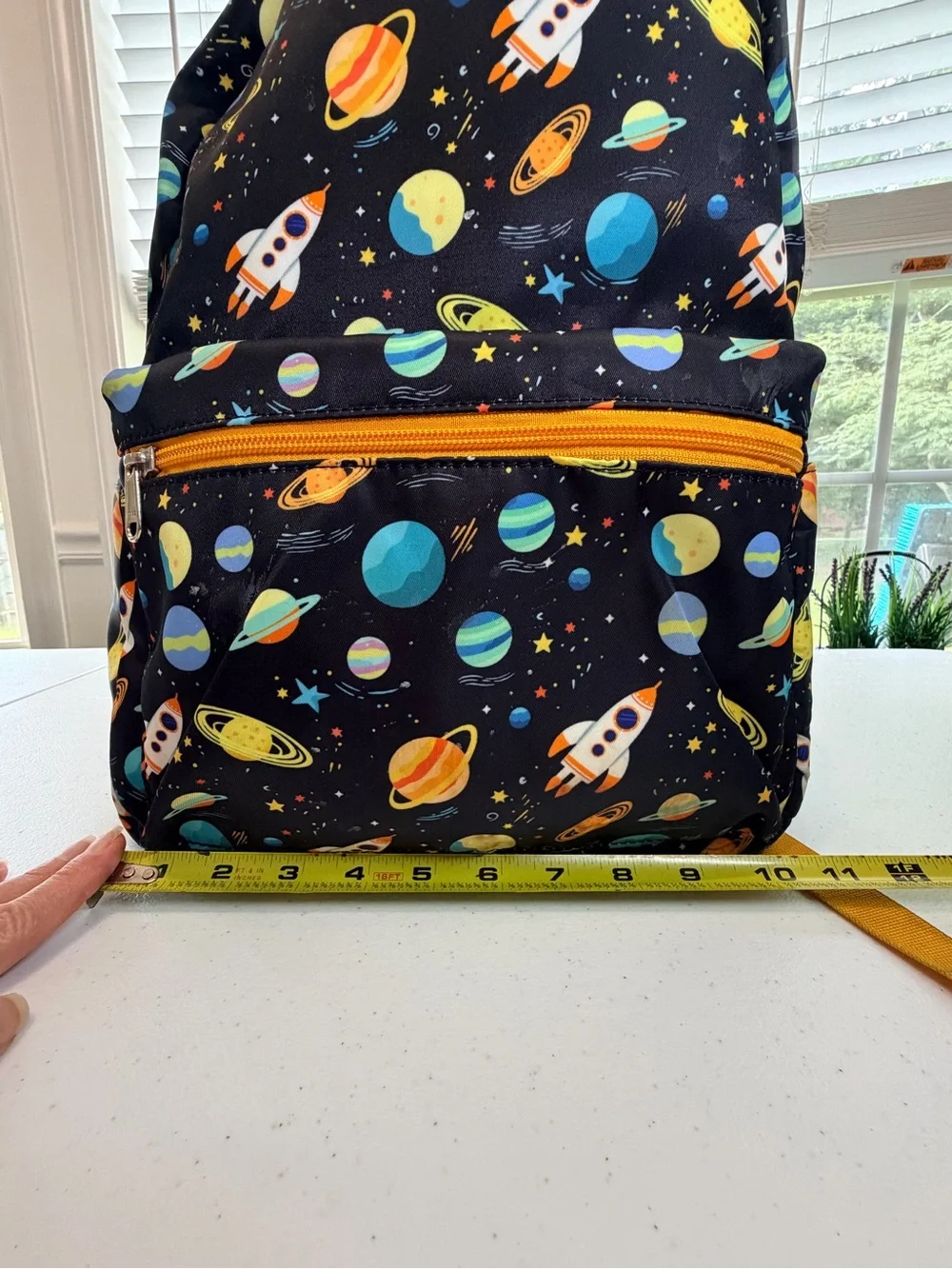 Kids Space Rocket Backpack - Black with Multi-Color Planets